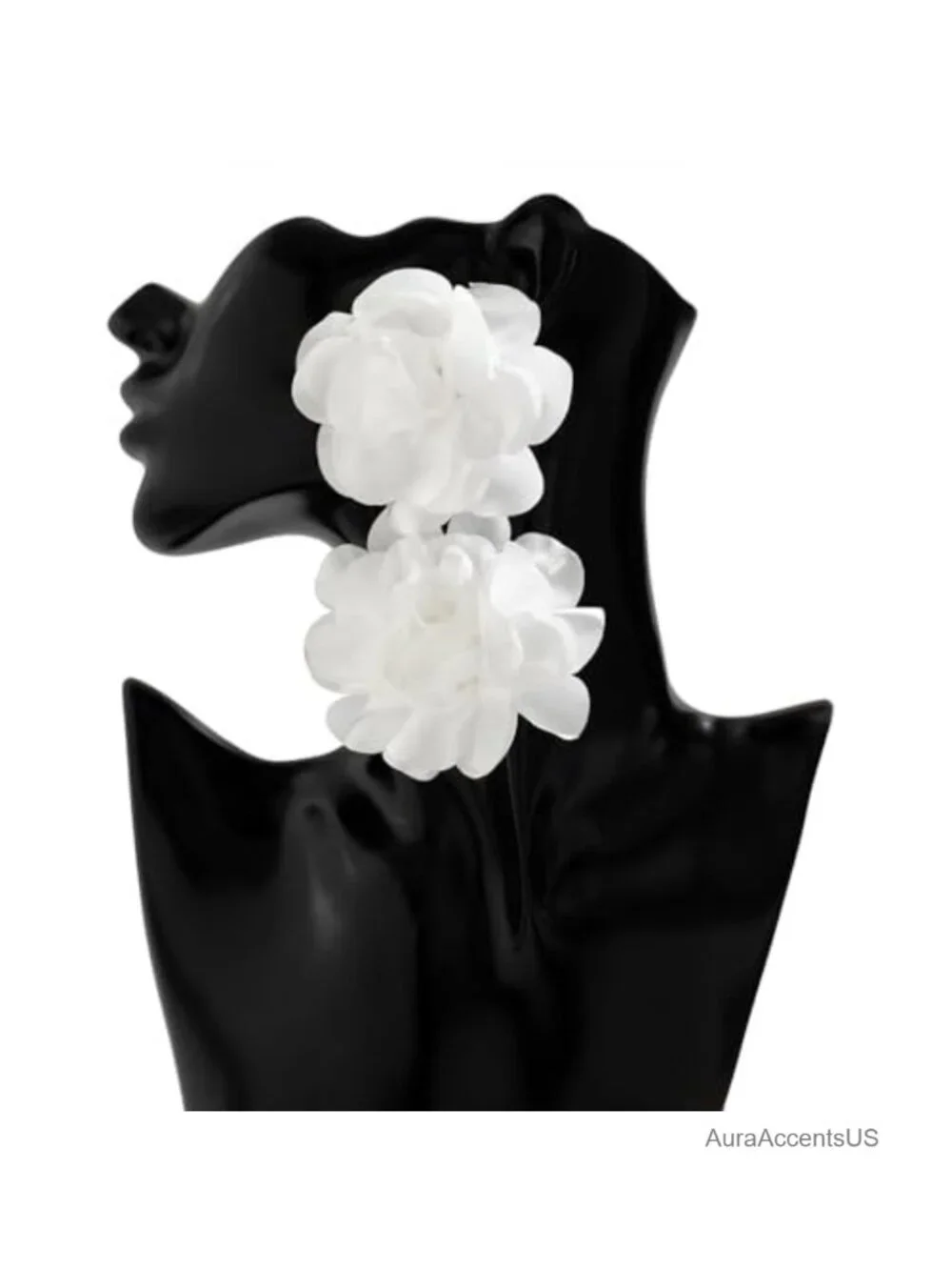 Chunky Big Flower Earrings Women's Floral Statement Dangle Drop Stud Backing